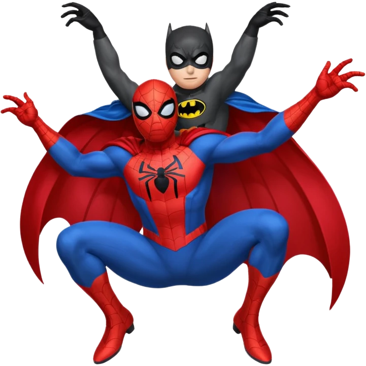 Spider-Man on Batman’s shoulders emoji