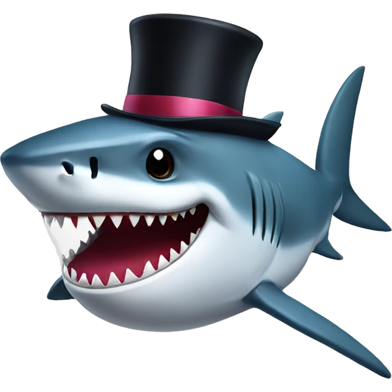 Shark with a top hat emoji