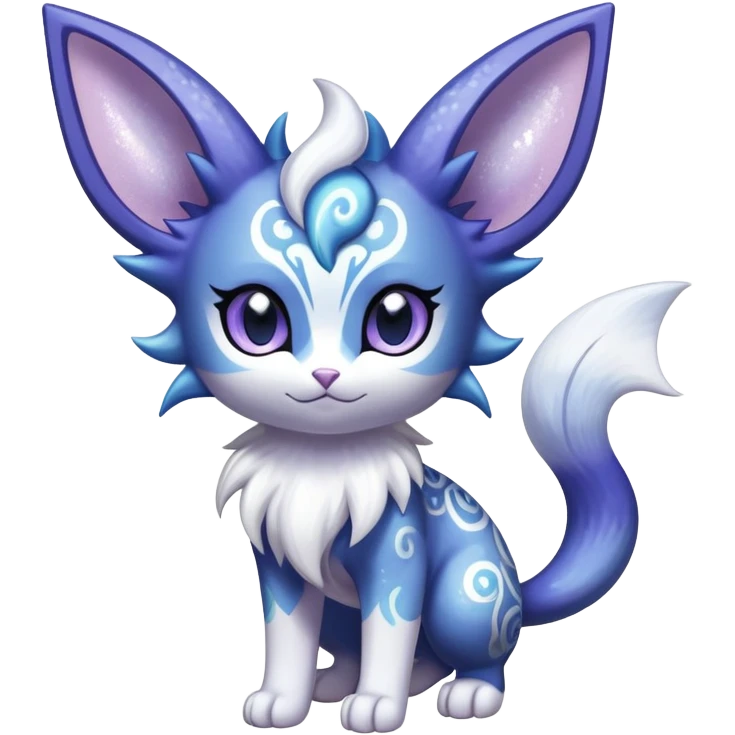 Shiny Exotic Cute Adorable Majestic Ethereal Sparkly Espeon-Meowstic-Hybrid-Creature with pattern-markings emoji
