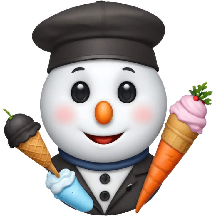 snowmen wearing cap with ice cream emoji