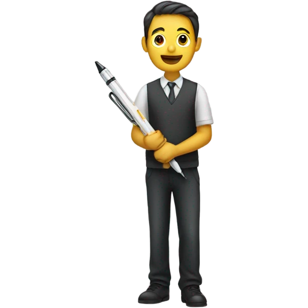 tiny person with huge pen emoji