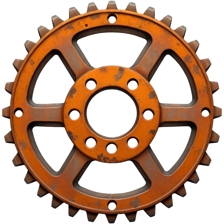 Iron gear with orange corrosion spots.





















 emoji