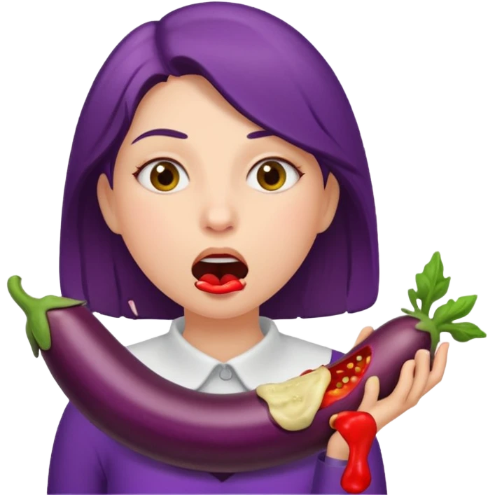 A woman with an eggplant stuck in her throat  emoji