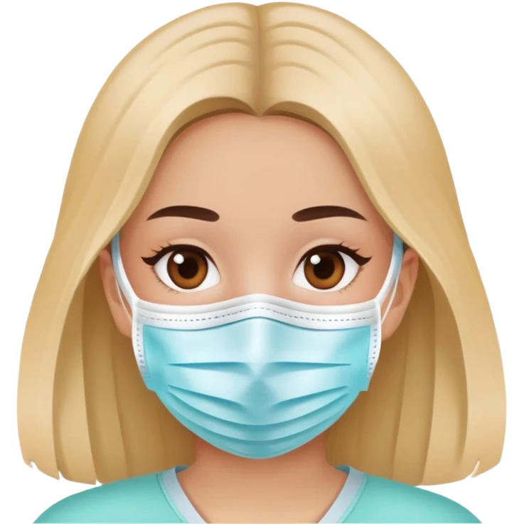 Girl wearing a COVID medical face mask emoji