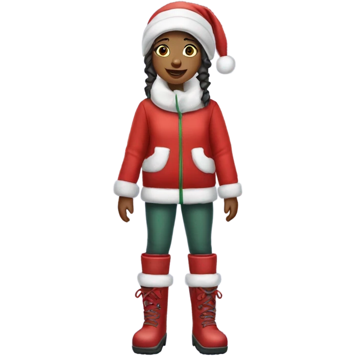 Christmas girl in moon boots emoji