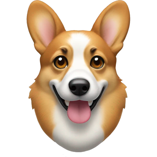 Welsh corgi face with thick eyebrows emoji