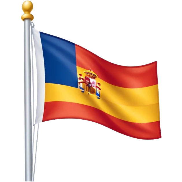 flag with À in the center, half Spain flag colors, half France flag colors emoji