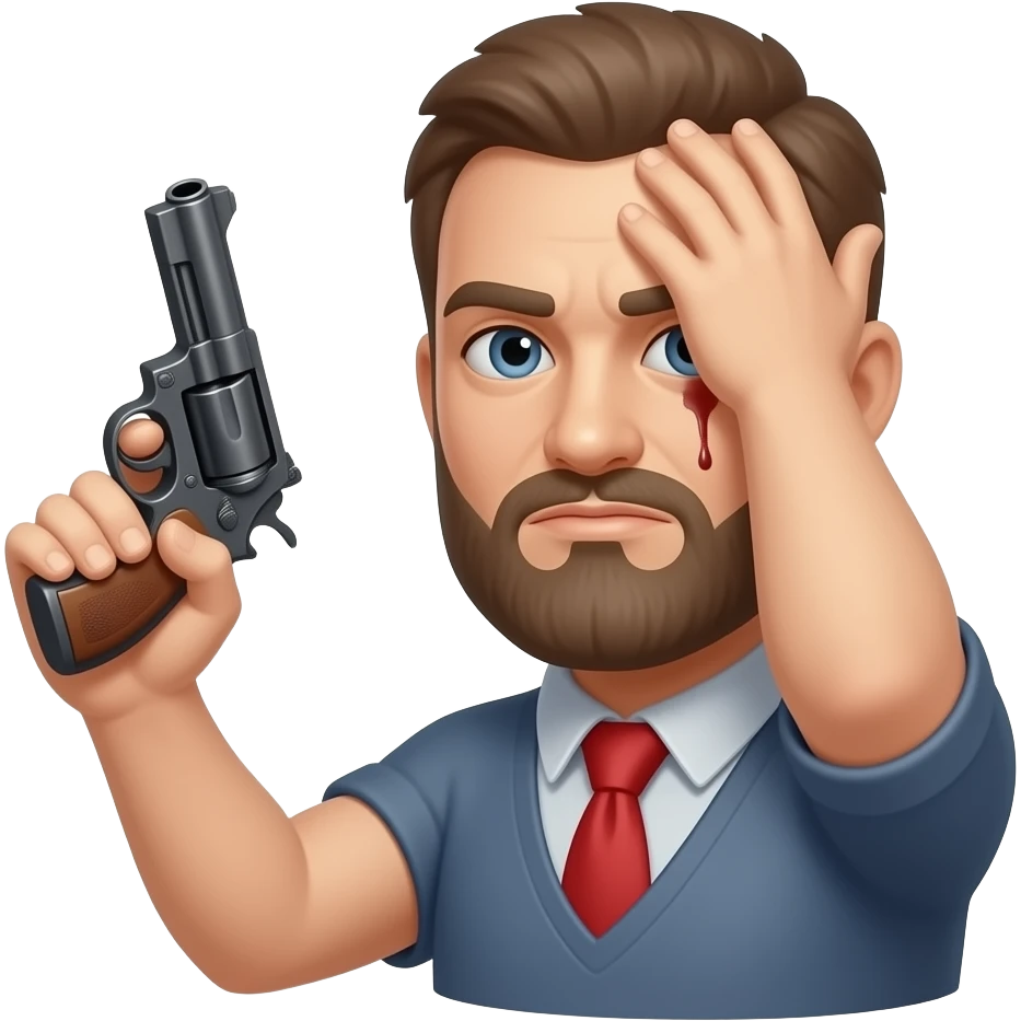 Стреляет себе в голову из пистолета emoji