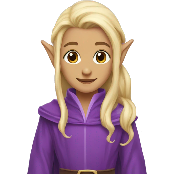 Elf with Elf ears and blonde hair and purple robes emoji