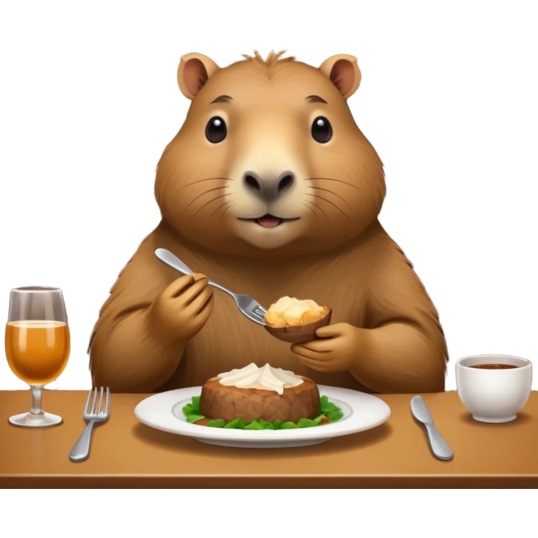 capiabra at a restaurant table emoji