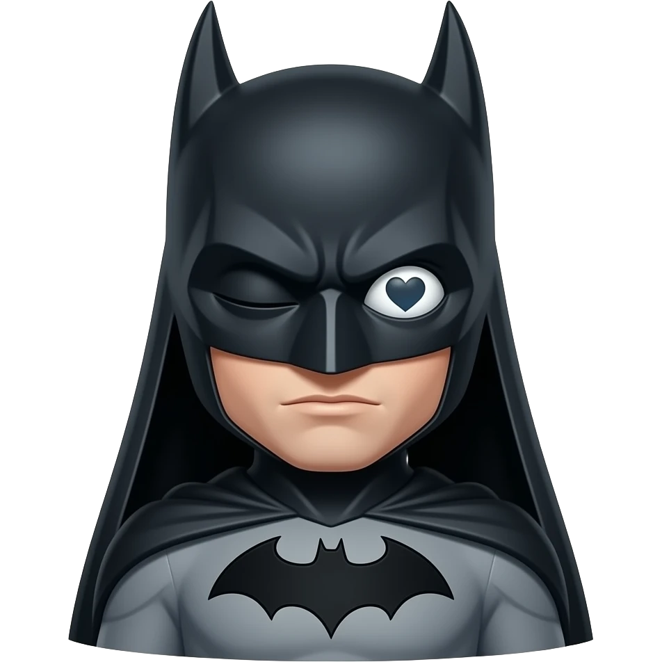 batman with hearts white eye emoji