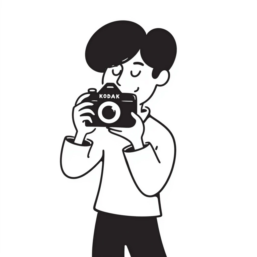 Photographer with vintage Kodak camera emoji