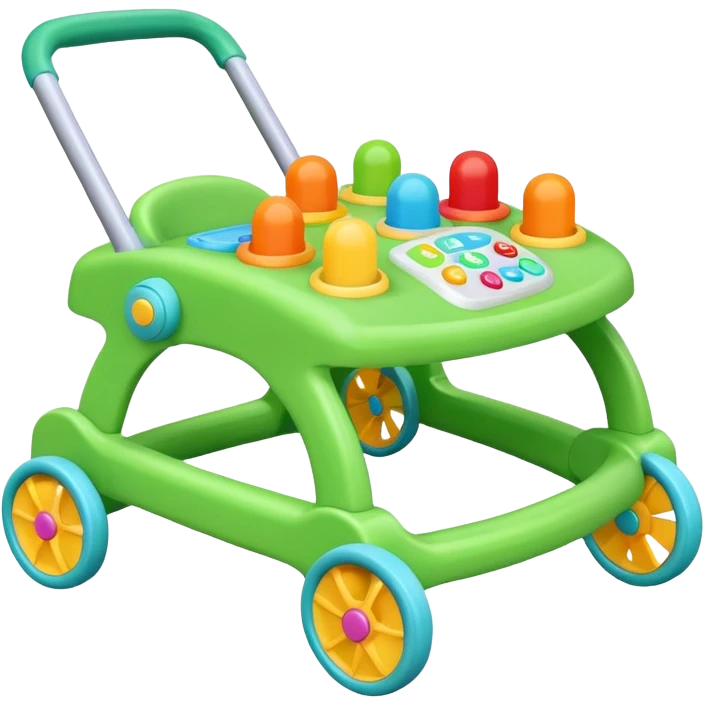 green baby walker with toys on it emoji