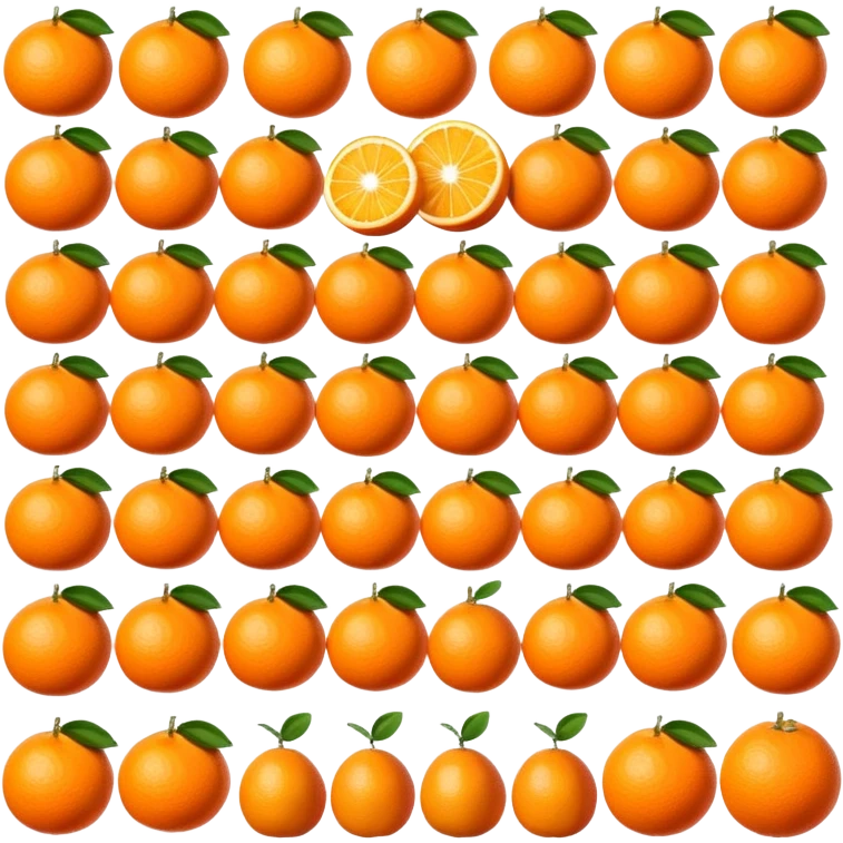 Oranges arranged in the shape of the letters "NGF" emoji