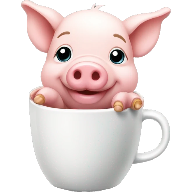 Cute piglet in the mug emoji