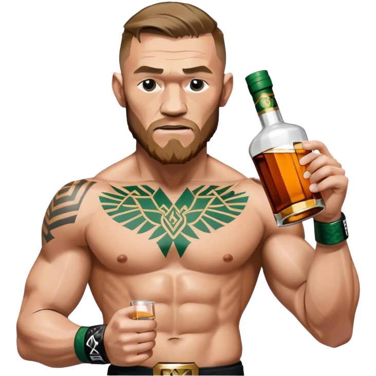 Conor mcreggor in the octagon with whiskey emoji