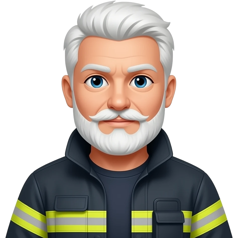 Bombero pelo blanco y bigote blanco. emoji