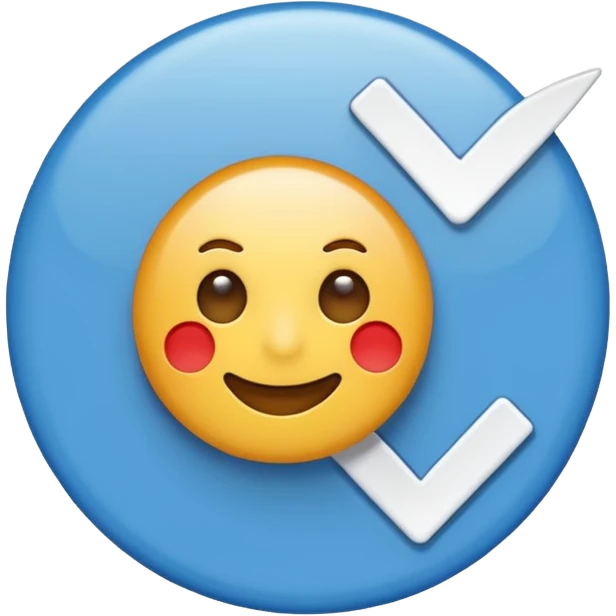 I want a verified emoji with the background all blue and inside there will be a stick "correct" in white". emoji