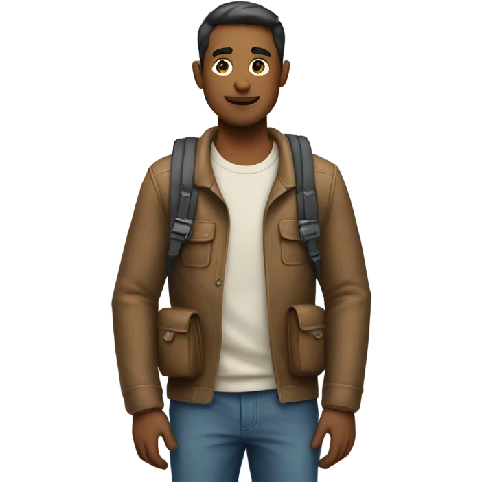 Guy with backpack with hands in his pocket  emoji