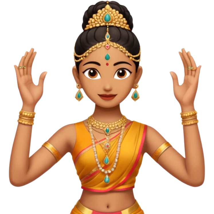 bharatanatyam dancer, performing with mudras, jewelry emoji