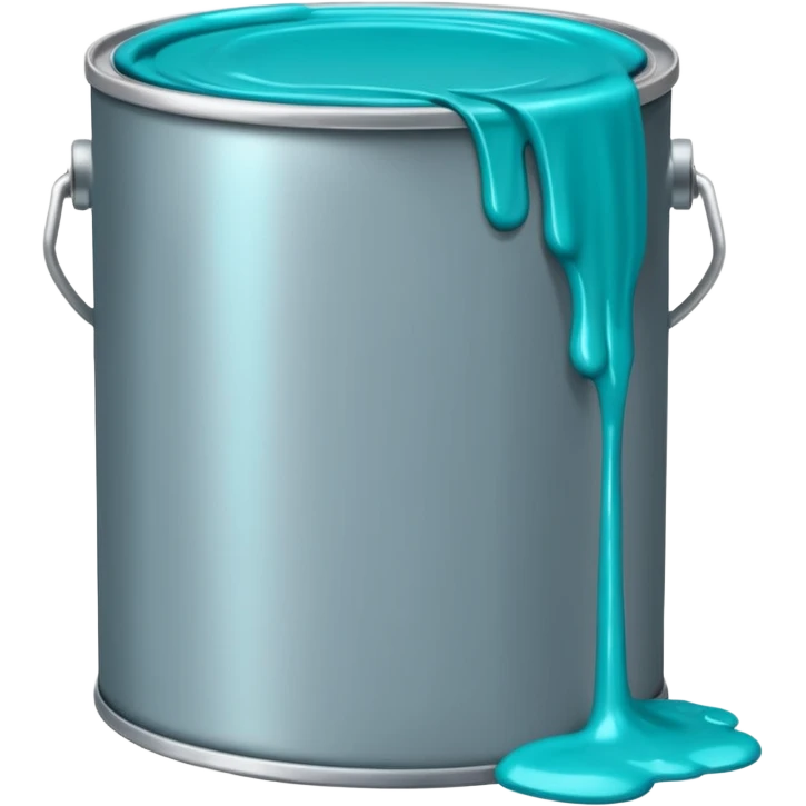 gray paint can with teal paint inside, some teal paint spilling over emoji