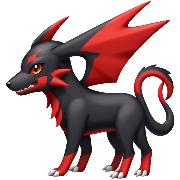 Cute cool black red animal Gabite-Sharpedo-Houndoom-hybrid Fakemon full body emoji
