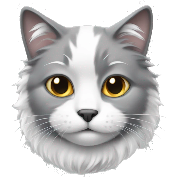 Grey and white fluffy cat emoji