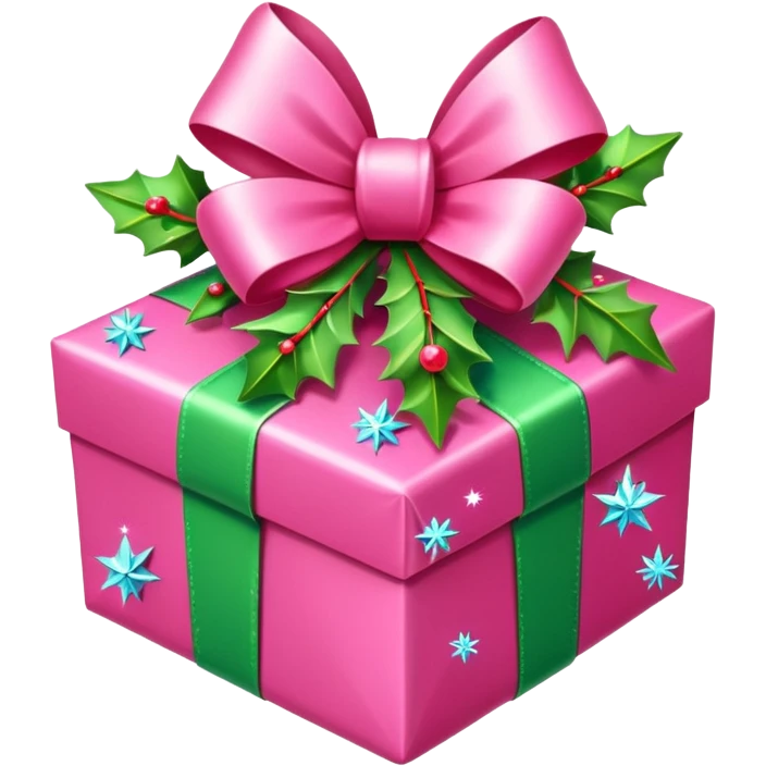 christmas gift with mistletoe magic color and peppermint pink bow emoji