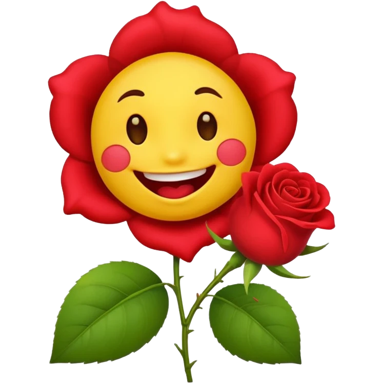 Normal emoji yellow biting a rose flower  emoji