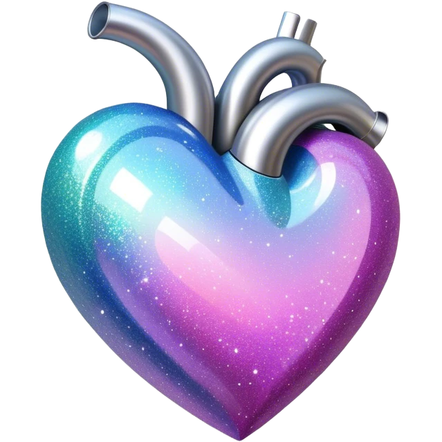 Holographic heart with glitter emoji
