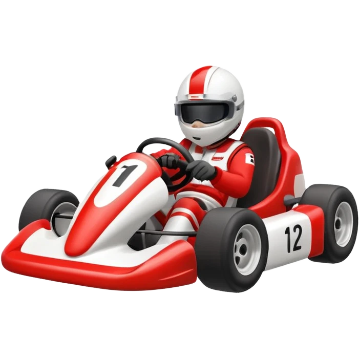 Kart With Body Color Is Red And White With Number Is 1 emoji