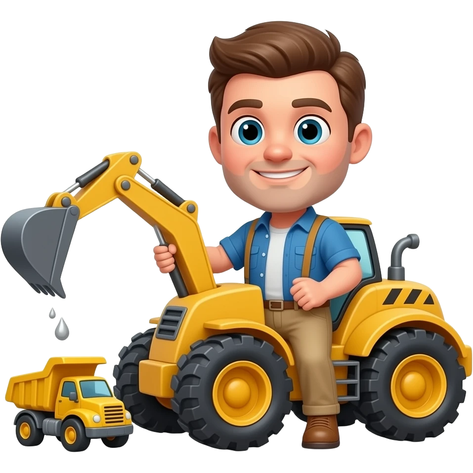 Gil is holding a bulldozer and Goby loses his Toy dump truck emoji