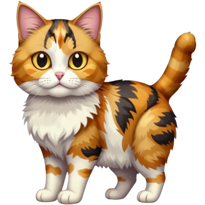 full body colourful light patched calico tabby cat with hazel eyes emoji