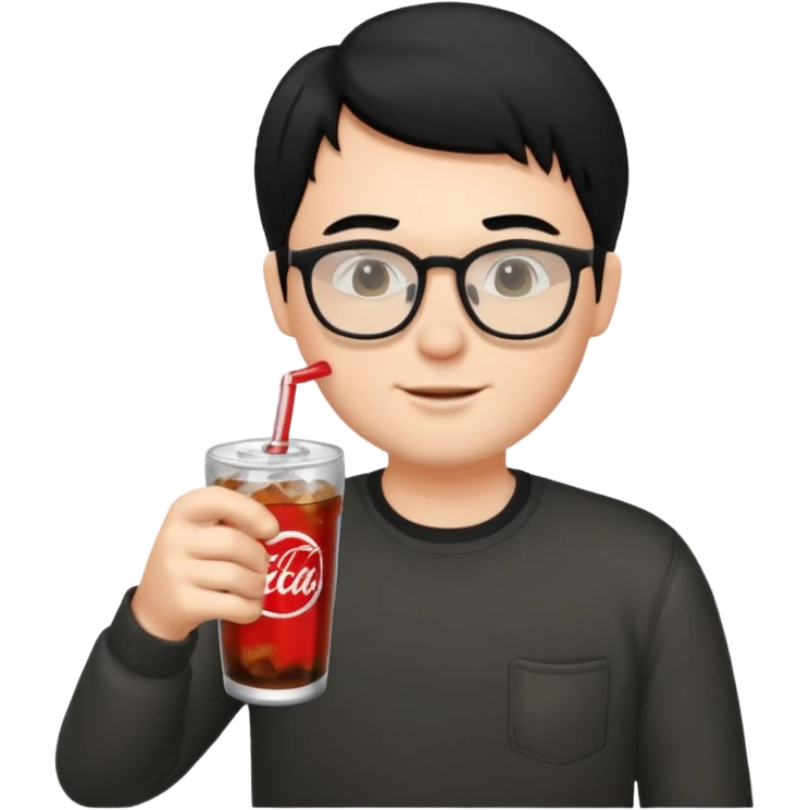 Hombre blanco con gafas, pelo negro tomando un refresco frente a un ordenador con ropa de sport emoji