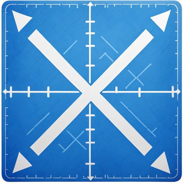 blue blueprint plan with white lines, dotted path, and X mark emoji