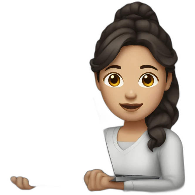 filipina with freckles holding laptop wavy dark brown hair emoji