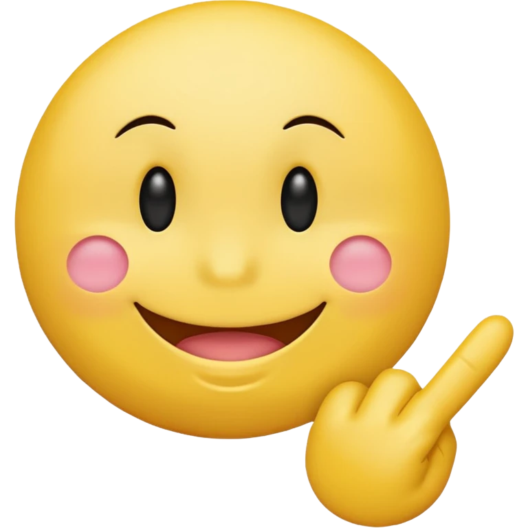blushing smiley face emoji with a middle finger in the bottom right corner emoji