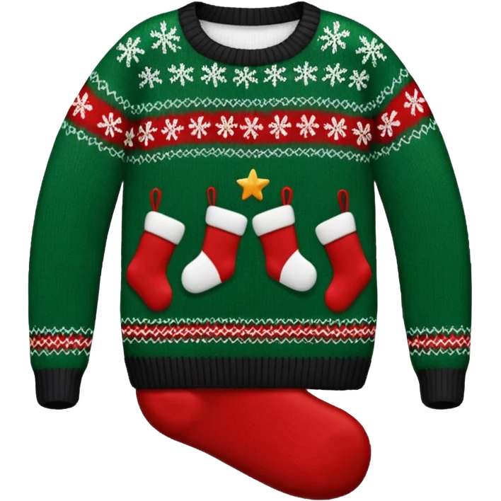 christmas sweater black green stocking emoji