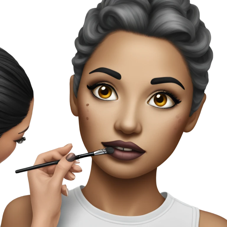 Hyper Realistic Beautiful lightly tattooed woman having make-up applied  emoji