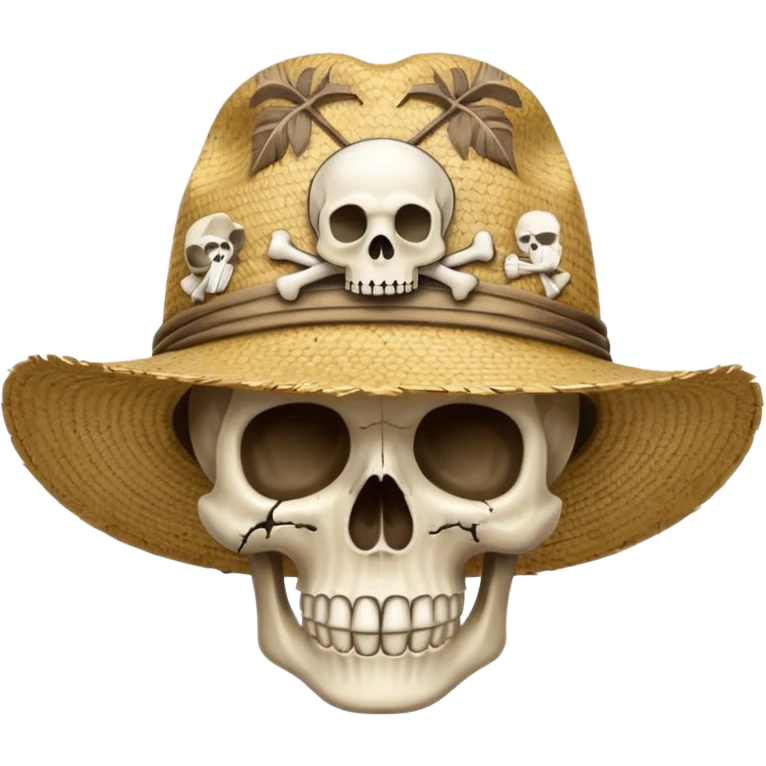 Straw hat with skull  emoji