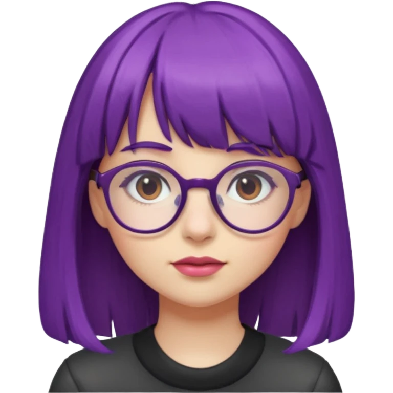 girl with bangs and purple hair and glassess emoji