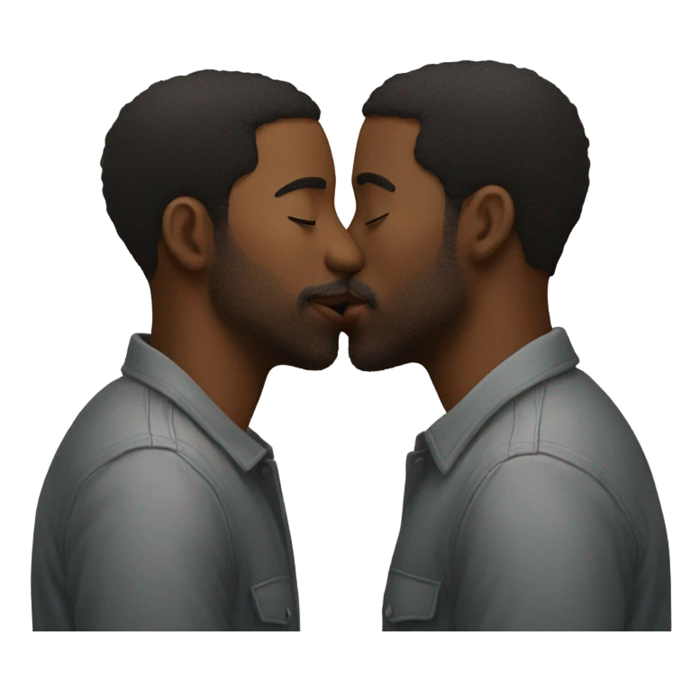 two black men kissing each others lips  emoji