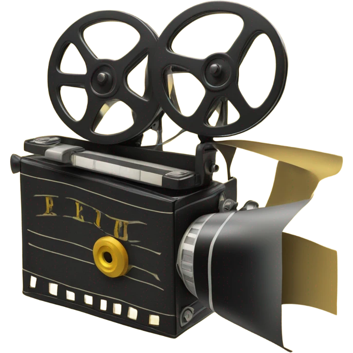 A black and yellow film reel, and movie camera emoji
