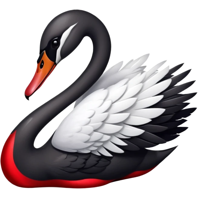 black and red shiny weeping swan emoji