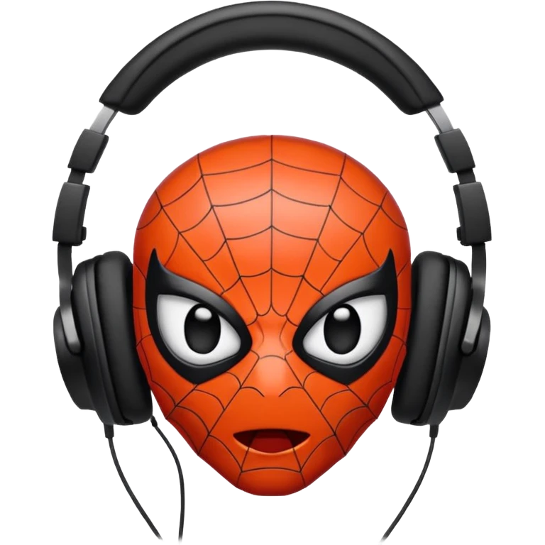 The black spider emoji but with white headphones emoji
