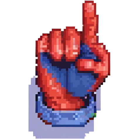 spiderman's hand doing a thumbs up, pixel art style emoji