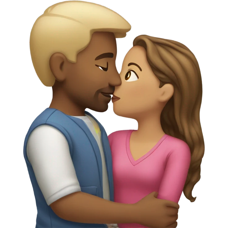 Puerto rican beard short brown hair and blond long hair girl kissing  emoji