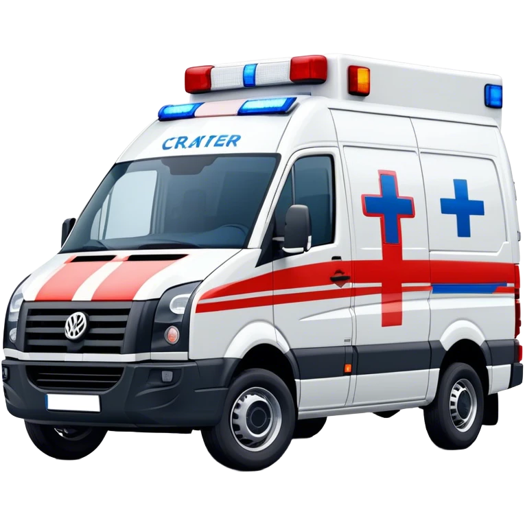 Volkswagen crafter 2013 years ambulance with blue light and red stripes and crosses on the sides emoji