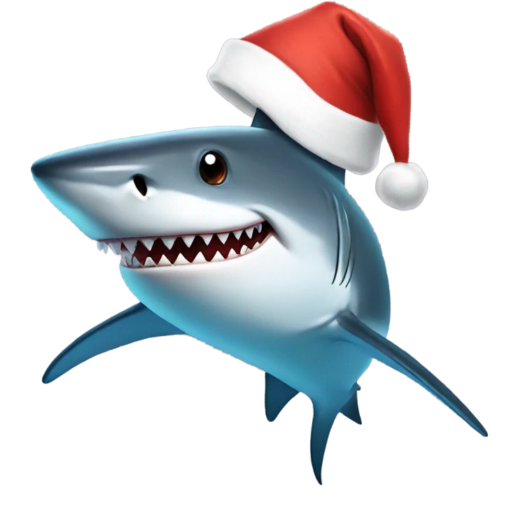 Shark with a Santa hat emoji