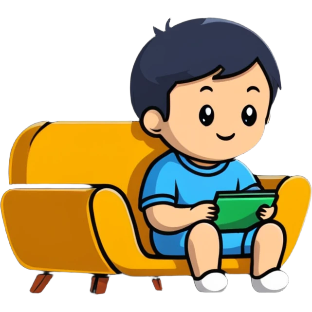 cute child sitting and watching cartoons on TV emoji